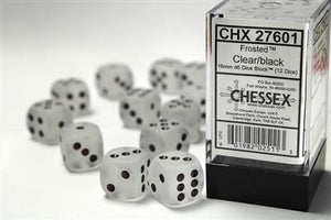 DICE SET Frost 16mm Clear-Black D6 (12)