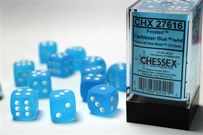 DICE SET Frost 16mm carrib.Blue-w D6 (12)