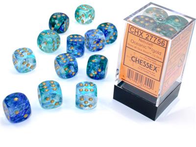 DICE Set Nebula Lum Oceanic/Gold 16mm D6 (12)