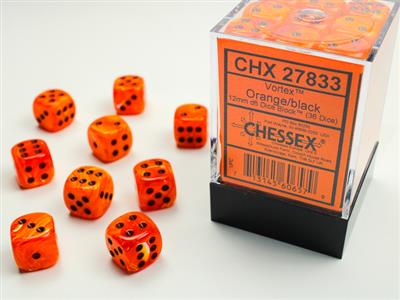 DICE SET VORTEX 12mm Orange-Black D6 (36)