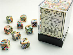 DICE SET FESTICE CRIVANT/BROWN 12MM D6 (36)