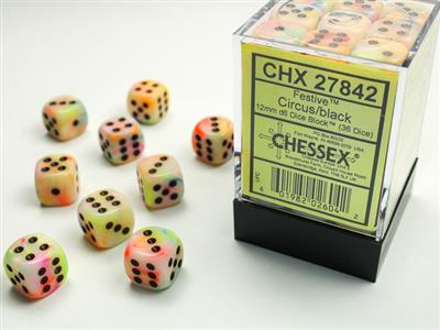 DICE SET FEST 12mm Circus-Black D6 (36)