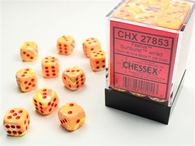 Dice Set Festive Sunburst avec Red D6 (36)