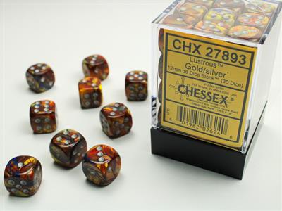 DICE SET LUST 12mm Gold-Silver D6 (36)