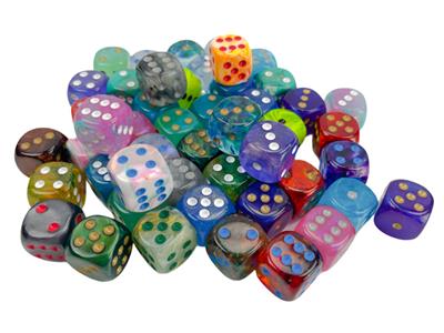 Sacchetto da dadi di 50 Asst. Firma 16 mm d6 w/pips