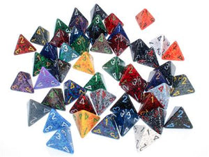 Terningspose med 50 asst. Løs spec polyhedral D4