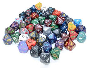 Terningspose med 50 asst. Løs spec polyhedral D10