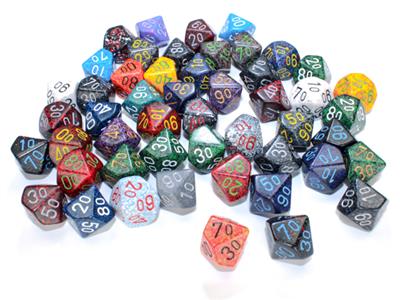 DICE BAG AV 50 ASST. Lös spec poly tiotals 10