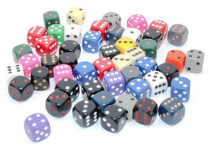 DICE BAG AV 50 ASST LOOK OPA 12MM D6 w/PIPS