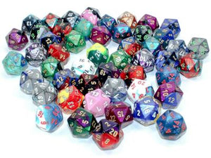 DICE BAG AV 50 ASST. Lös gemini poly. D20