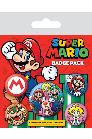 Super Mario Pin-Back-knapper 5-pack