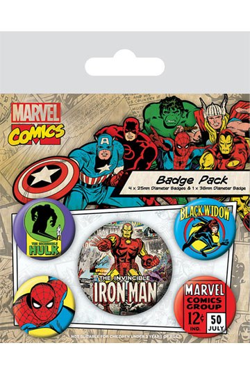 Marvel Comics Pin-Back Buttons 5-Pack Iron Man