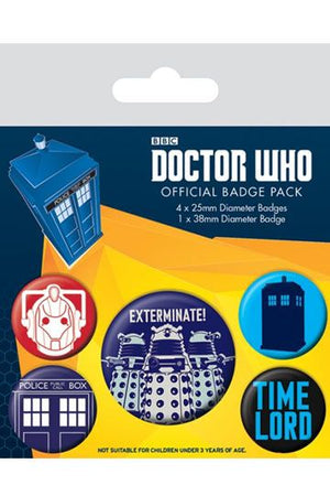 Doctor Who Pin-Back Buttons 5-Pack Exterminate