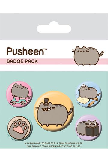 Pushen pin-back-knapper 5-pack fancy