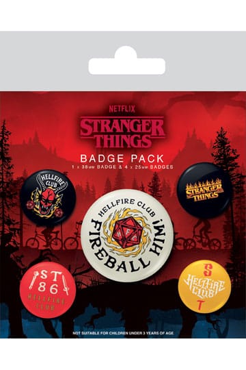 Stranger Things 4 pin-back-knapper 5-pack Hellfire Club