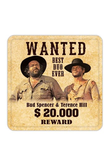 Bud Spencer & Terence Hill Tin Coasters ønskede 10 x 10 cm