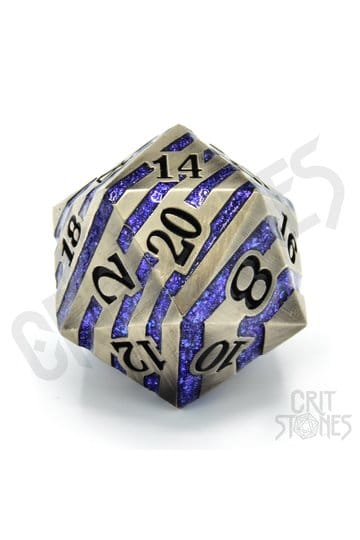 CritStones metallterninger D20 Gravert Elder 3 cm