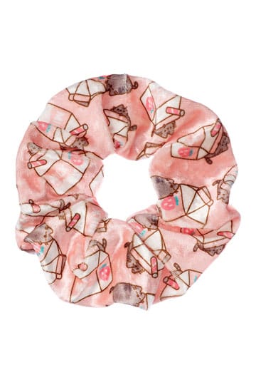 Pushen Hair Scrunchie Pink Strawberry Milk Carton