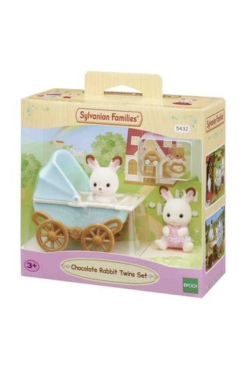 Sylvanian Families: Chocolate Rabbit Twins mit Kinderwagen-Set