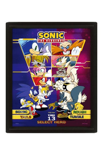 Sonic the Hedgehog 3D Lenticular Framed Poster Välj din kämpe 26 x 20 cm