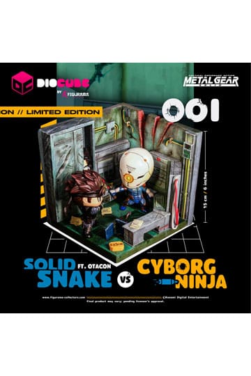 Metal Gear Solid DioCube PVC Diorama Solid Snake Vs Cyborg Ninja Ft Otacon 15 cm