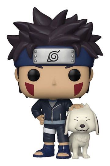Naruto Pop! Figura di vinile di animazione kiba con akamaru 9 cm