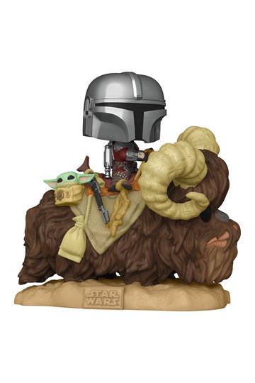 Star Wars The Mandalorian POP! Deluxe vinylfigur The Mandalorian på Wantha with Child in Bag 9 cm