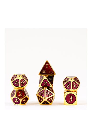 Fanroll Dice Set Gold con esmalte morado (7)