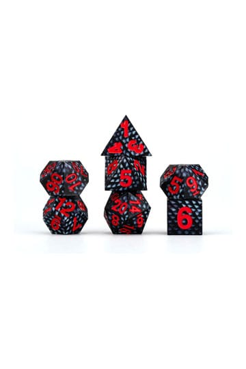 Dragon Storm Sharp Edge Silikonwürfel Set schwarze Drachenskalen (7)