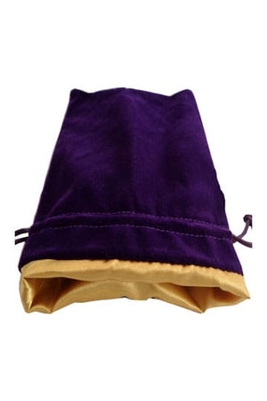 Sacca da dadi da fanroll Velvet viola con raso oro piccolo