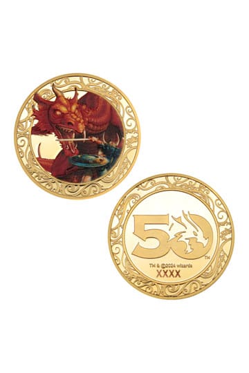 Dungeons & Dragons Collectable Coin 50th Anniversary with Colour Print 24k Gold Plated Edition 4 cm