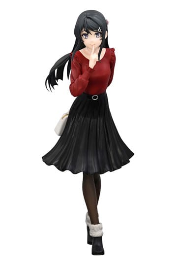 Rascal drømmer ikke om Bunny Girl Senpai trio-try-it PVC-statue Mai Sakurajima Winter Outfit Ver. 21 cm