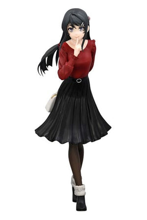 Rascal drømmer ikke om Bunny Girl Senpai trio-try-it PVC-statue Mai Sakurajima Winter Outfit Ver. 21 cm