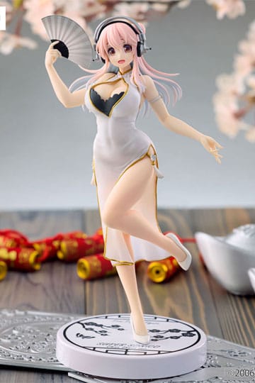 Super Sonico Trio-Try-iT PVC-beeld Wit China Jurk Ver. 21 cm