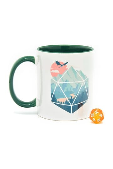 Glassstaff Geschenkset Tasse und Würfel D20 Eine D20-Szene