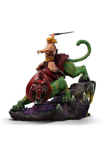 Estatua de escala de arte de maestros del universo deluxe 1/10 He-Man y Battle Cat 31 cm