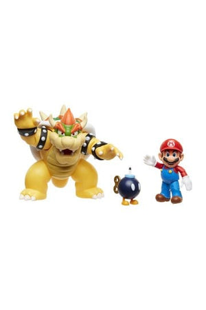 World of Nintendo Action Figur 3-Pack Mario vs. Bowser Lava Battle 6-15 cm