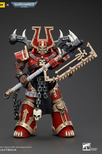 Warhammer 40K Action Şekil 1/18 Dünya Yiyenler Khorne Berzerker, Eviscerator Chainaxe 13 cm ile