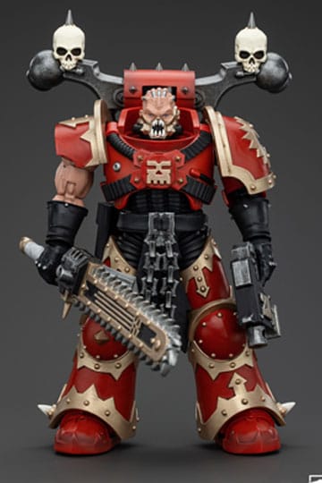 Warhammer 40K Action Figur 1/18 World Eaters Khorne Berzerker med Eviscerator Chainword 13 cm