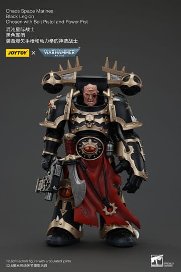 Warhammer 40K ActionFigur Chaos Space Marines Zwart legioen gekozen met boutpistool en power vuist 20 cm