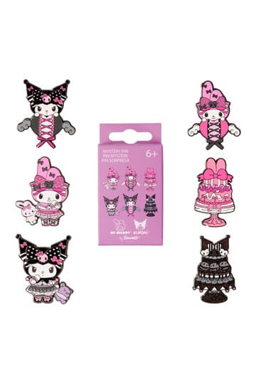 Paramount by Loungefly Emalj Pins Blind Box My Melody och Kuromi Rosa och Svart Sortiment (12)
