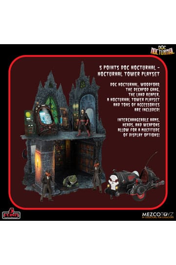 Doc Nocturnal 5 points Figures d'action Nocturnal Tower Playset 9 cm