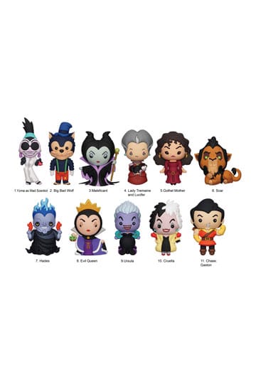 Disney 3D PVC Bag Clips Villains Series 3 Display (24)