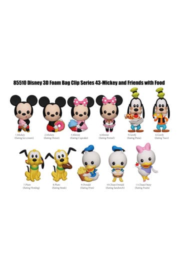 Mickey & Friends Clips para bolsas de PVC 3D Mickey & Friends con comida Serie 43 Display (24)