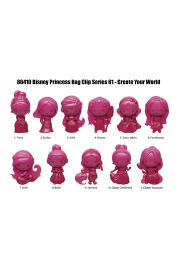 Disney Create your World 3D PVC Bag Clip Princess Series 64 Display (24)