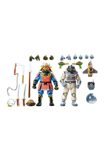 Teenage Mutant Ninja Turtles (Karikatür) Aksiyon Şekil 2 Paket Uzay Macerası ve Samurai Kaplumbağalar 18 cm