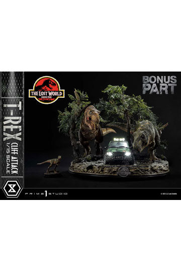 JURASSIC WORLD: The Lost World Statue 1/15 T-Rex Cliff Attack Bonus versión 53 cm