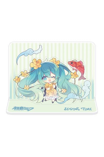 Hatsune Miku Acryl Figuur Standee Hatsune Miku Spring Time Chibi Miku met Koi 11 cm