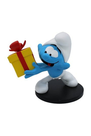 Smurfarna Staty Jokey Smurf med present 10 cm