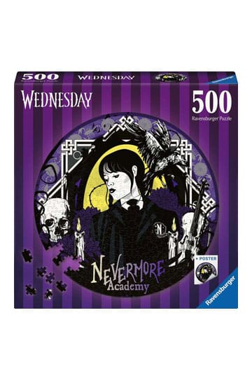 Onsdag Round Jigsaw Puzzle Nevermore Academy (500 stykker)